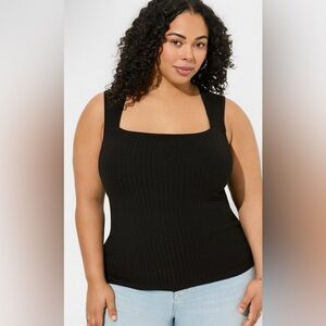 EUC Torrid Fitted Square Neck Ribbed Sweater Tank Black Size 3X
